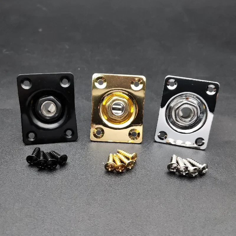 2Pcs Square Style Plate Guitar Bass 1/4 Output Input Jack Socket for Electric Guitar Black Gold Chrome Gutiar Parts