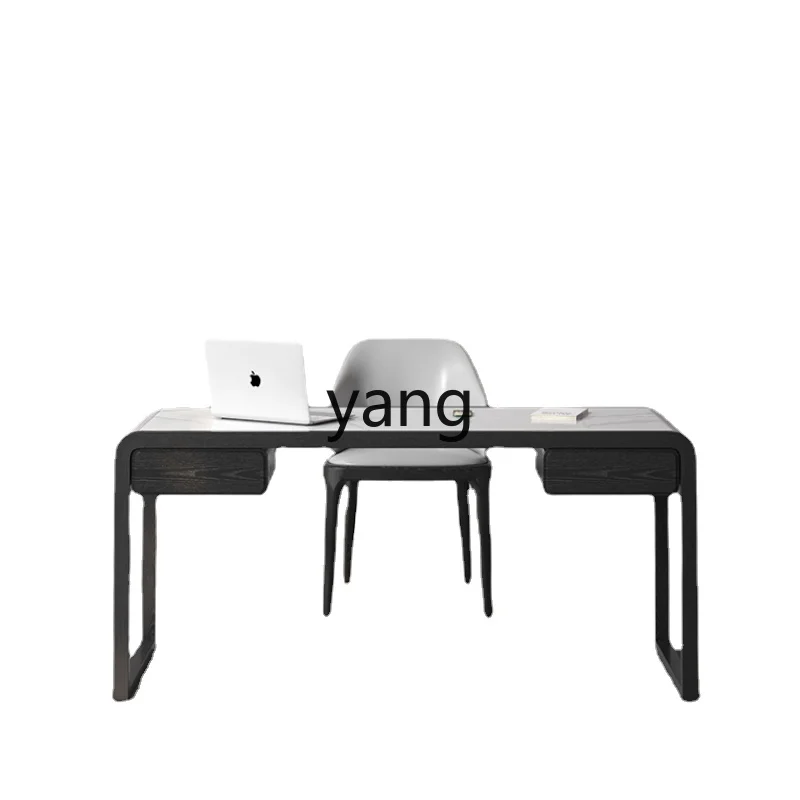 

Yhl Stone Plate Desk Solid Wood Desk Home Writing Desk Modern Minimalist Study Furniture Study Table and Chair