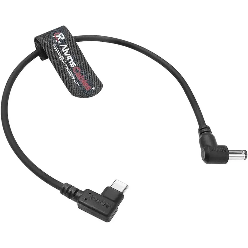 Alvin's Cables Right Angle USB-C Type-C PD to DC Power Cable PD Charging Cable for Blackmagic Video Assist Monitor 30CM/11.8 inc