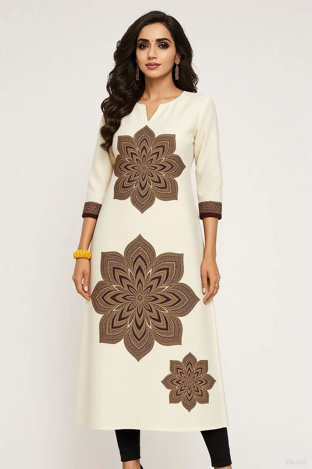 Muslim Dress Kurt Women's Fashionable Long Sleeved Straight Tube Casual Round Neck Picture Multiple National Style