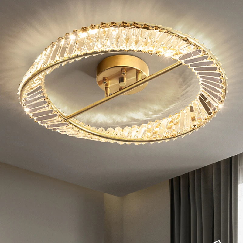 

Light luxury master bedroom light French retro modern atmosphere new crystal small living room atmosphere Zhongshan ceiling lamp