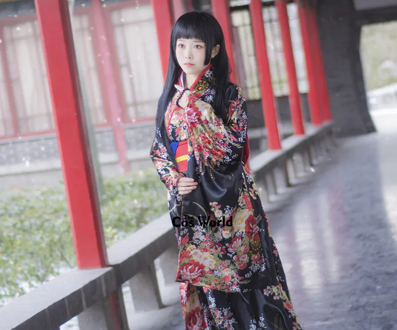 S-5XL Japanese Jigoku Shoujo Enma Ai Kimono Yukata Outfits Anime Cosplay Costumes