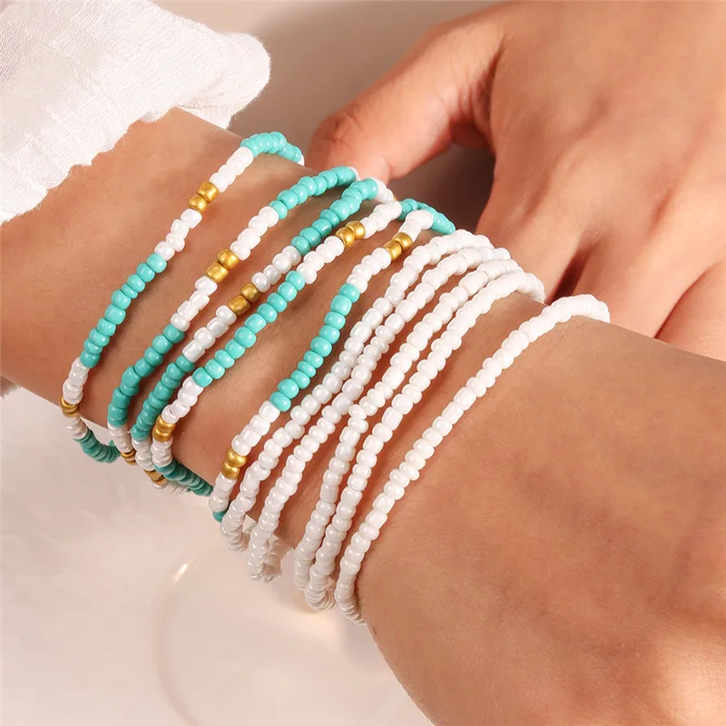 Böhmische handgemachte bunte Perlen Armband für Frauen niedlichen Sommer Strand Regenbogen Blume Armband Mädchen Boho Schmuck Großhandel – Detail 2