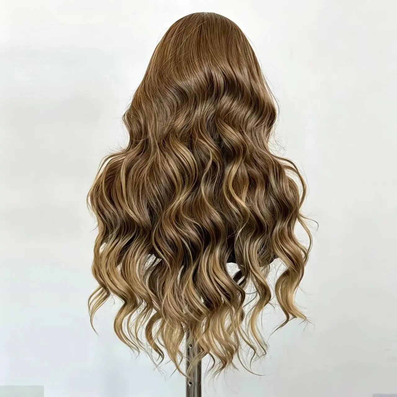 Brown-green 180 density 18 30-inch lace wig 13*4 front lace synthetic fiber high-temperature silk large wavy hair