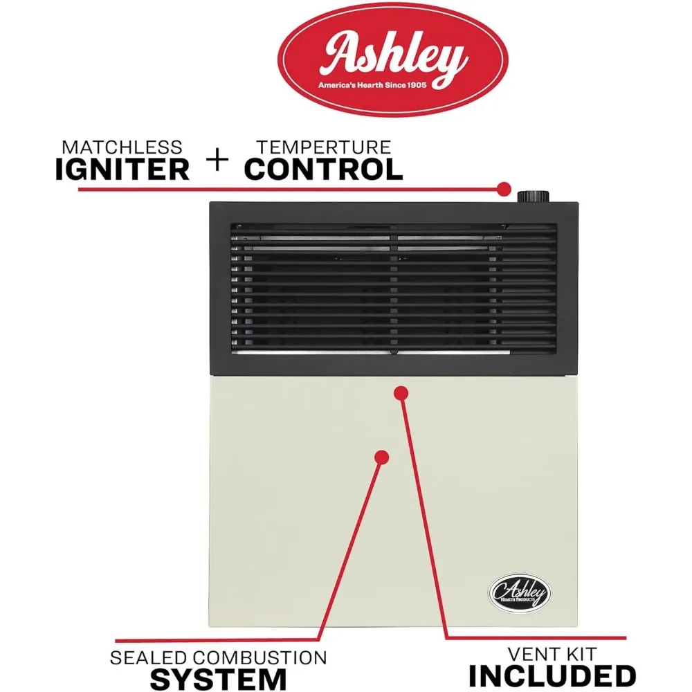 11,000 BTU Natural Gas Direct Vent Heater, Cream Finish, Compact Space Heating Solution