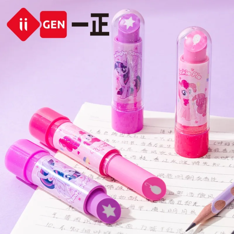 Iigen My Little Pony Anime Lipstick Shape Eraser  Stationery Twilight Sparkle Pinkie Pie Cartoon Children Pencil Rubber Erasers