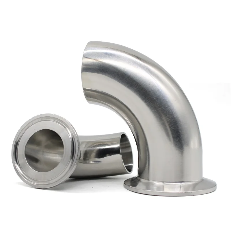 

1.5 "4" Three-clip 90 Degree Elbow 304/316L Stainless Steel Sanitary Fittings 19mm-108mm Pipe Outer Diameter Backwelded Homemade