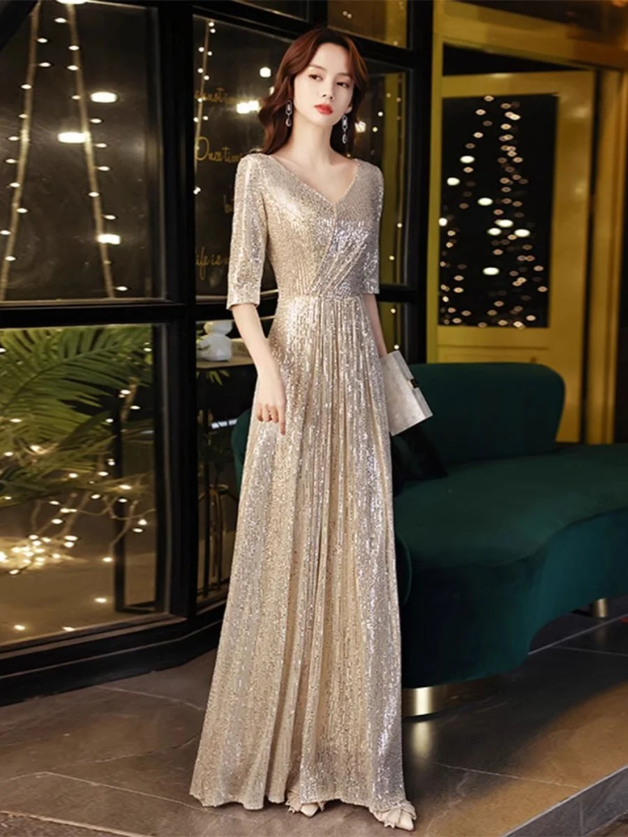 

Gold Evening Gown Women's High-End Sensation Luxury Small ence Ball Personali High-End Adult Birthday Host Dr