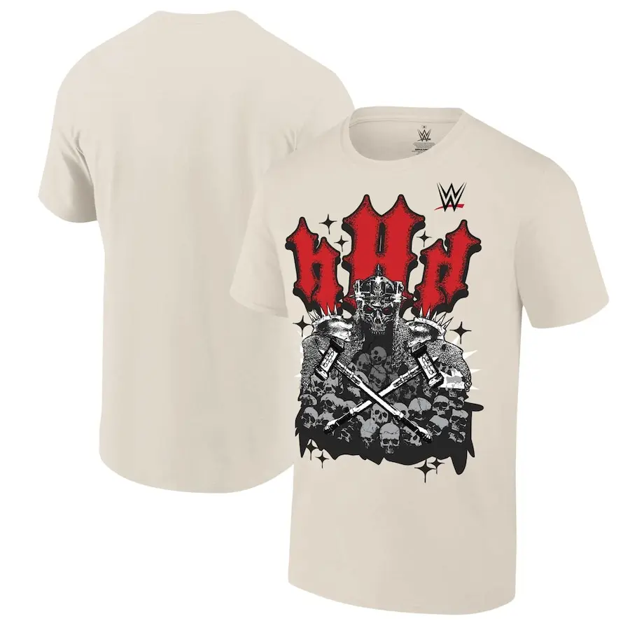 Men'sCream Triple H Skull and Hammer T-Shirt