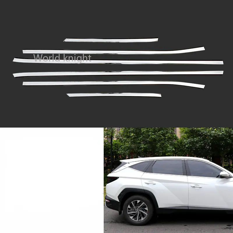 Car Window Trim Door Body Side Trim Strips Garnish Exterior Chrome Decorative Car-styling For Hyundai Tucson NX4 2021 2022