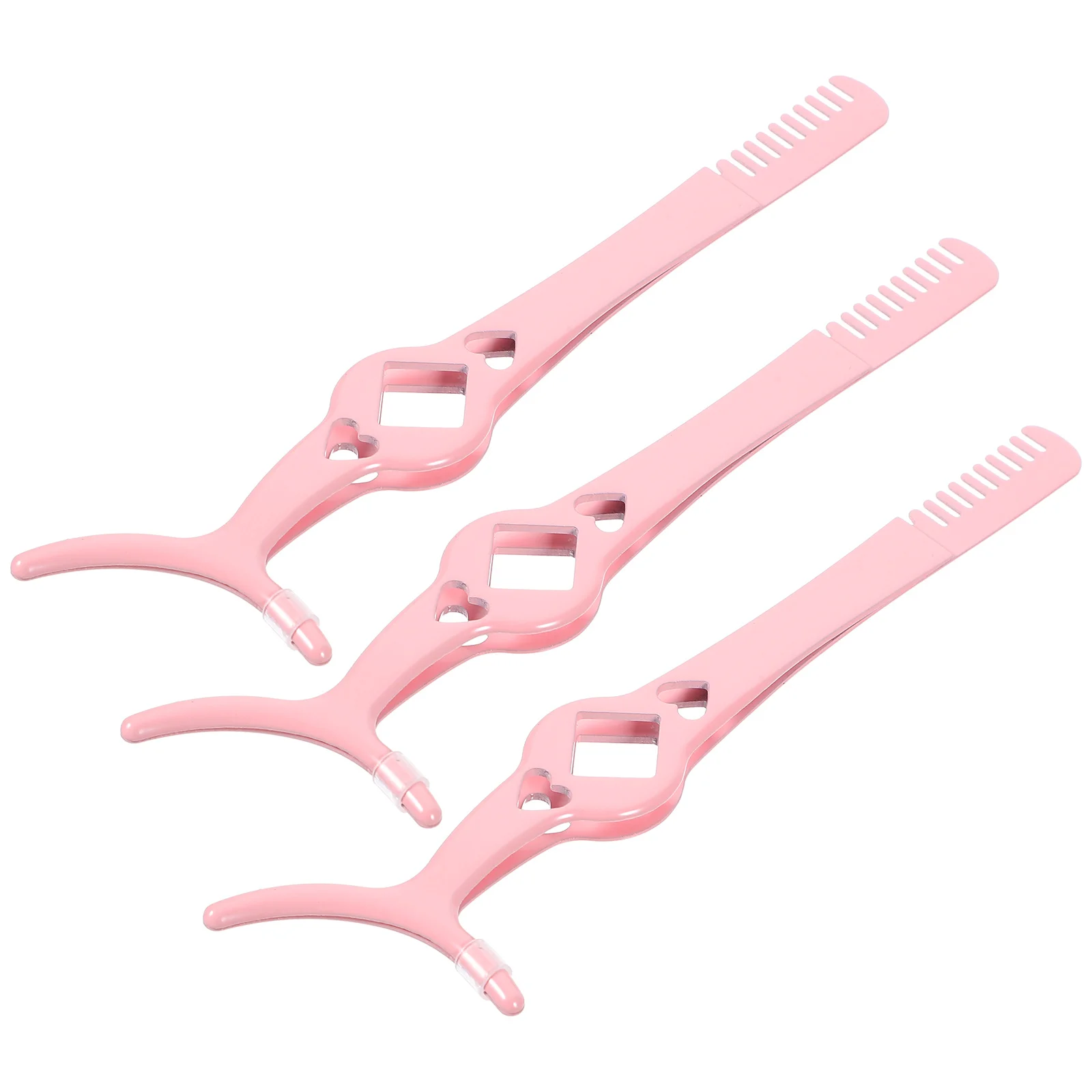 

3pcs Eyelash Tweezers Lash Clamp With Comb Stainless Steel Multi-Function False Lash Tool Precise Curling Women'S