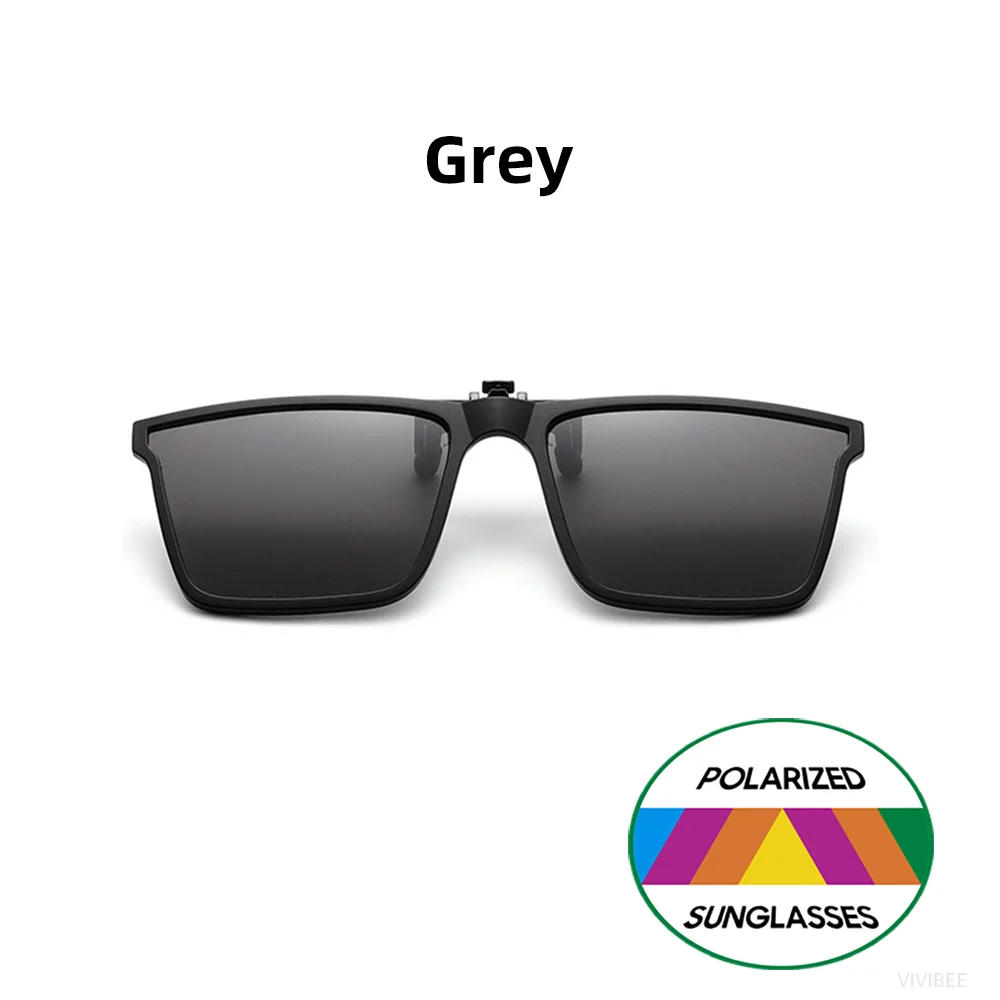 VIVIBEE Quadratische, hochklappbare Sonnenbrille zum Aufstecken, polarisierter Spiegel, blaue Fahrbrille, grau, UV400, photochrome Nachtsicht-Clips – Detail 7