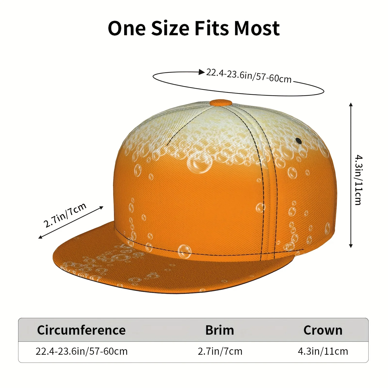 Unisex Beer Lover Baseball Cap - Lightweight Breathable Adjustable Snapback with Fun Beer Foam & Bubble Graphic, Flat Brim Hip H