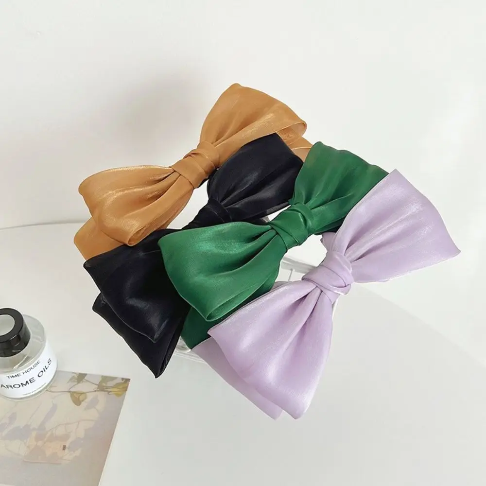 Elegant Sweet Headwear Headress Hair Accessories Bright Silk Hairband Korean Style Hairband Bow Hair Hoop Women Headband