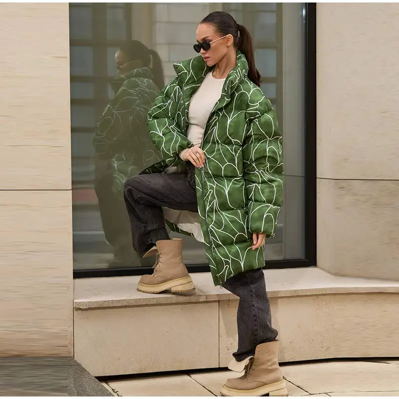Leopard Print Hooded Puffer Women's Winter Coat Belted Waist Midi Length Padded Jackets for Woman Jacket Warm Streetwear