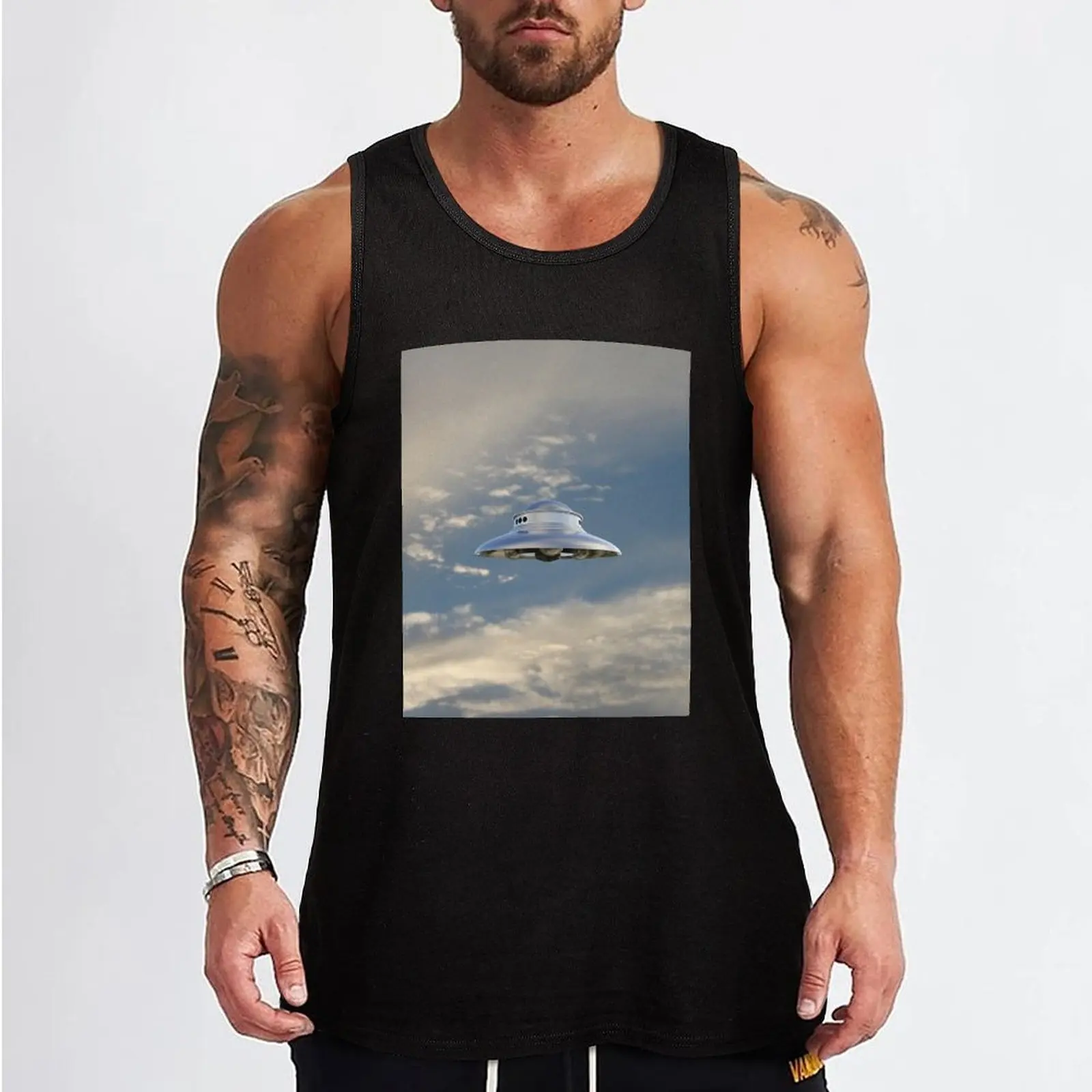 UFO hovering Tank Top t-shirts for Men's gym Muscle fit