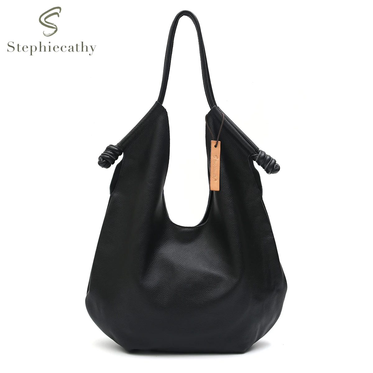 SC Women Luxury Genuine Leather Shoulder Bag Large Capacity Oversized Hobo Zipper Inner Purse Daily Causual Slouchy Tote Handbag