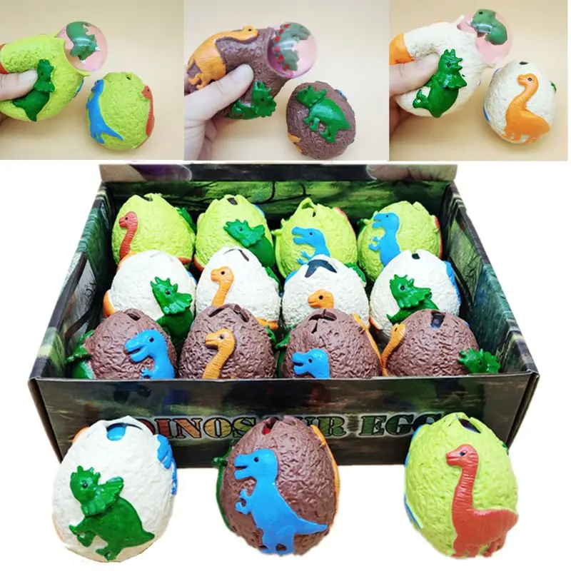 Cartoon for Pop Up Dinosaur Egg Squeeze Trick Props Kids Sensory Hand Toy