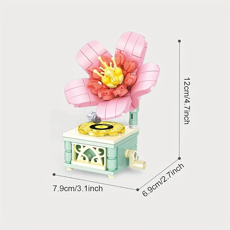 Flower Potted Plant Ornaments Assembled Building Block Toys, DIY Educational Flower Potted Building Block Models