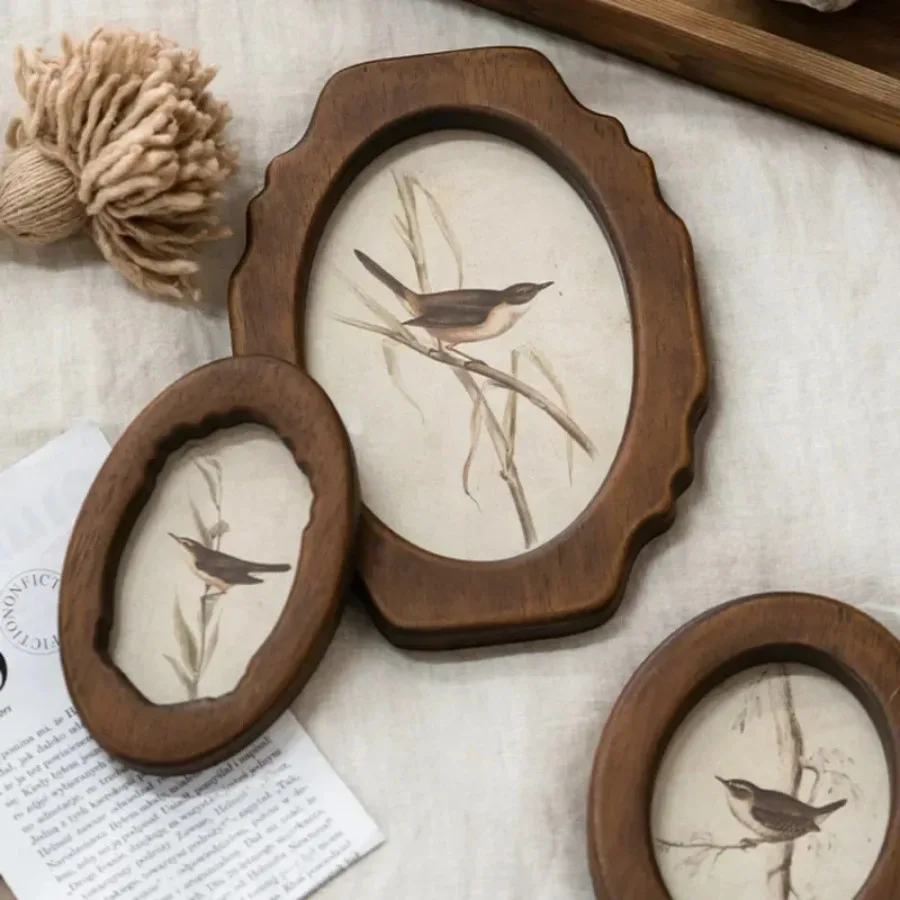 

French Retro Living Room Home Decor Antique Bird Wall Frame Hanging Photo Display Artistic Avian Painting Timeless Elegance