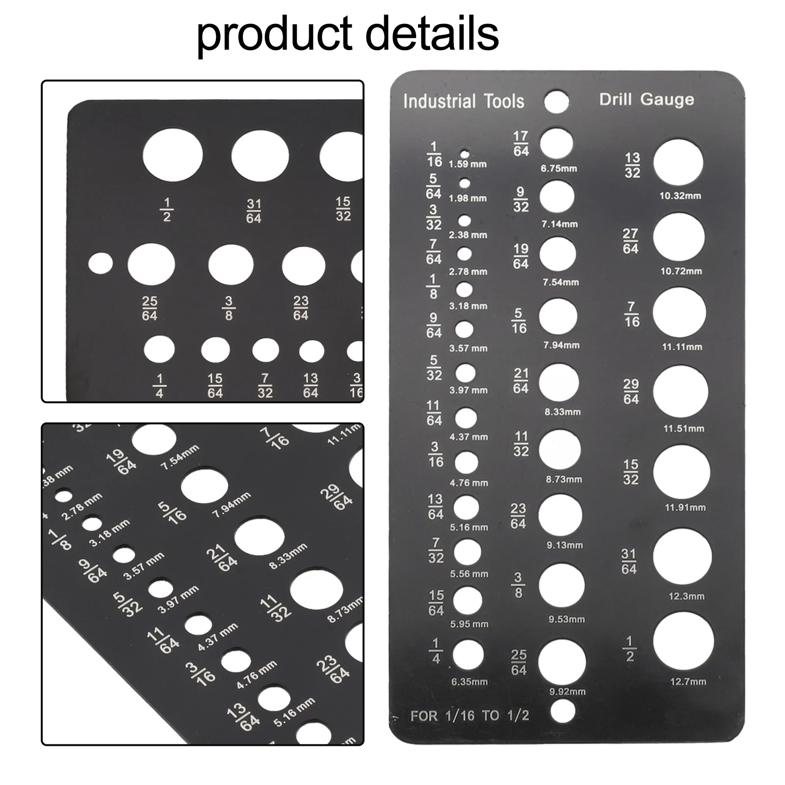 

Double Sided 29 Hole Stainless Steel Drill Bit Gauge for Accurate Measurement of Drill Bits from For 16 to 2 Inches