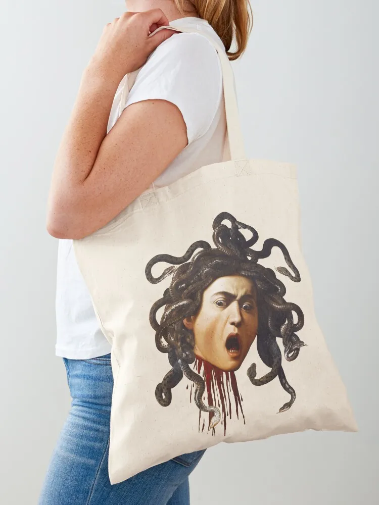 Caravaggio Medusa Tote Bag أكياس الحلوى حمل حقيبة الجامعة حقائب قابلة لإعادة الاستخدام حقيبة المتسوق النسائية #1