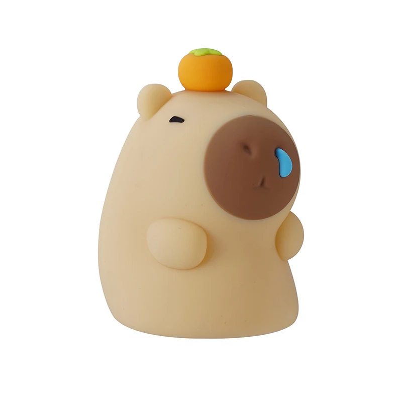 Capybara lampu malam kartun Capybara silikon, lampu suasana samping tempat tidur pengisian Usb dengan Sensor Pat tidur
