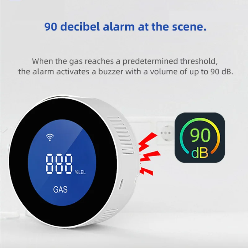PA-210 Sensore di gas naturale WIFI intelligente Rilevatore di gas combustibile domestico LCD con allarme di perdite di carburante di temperatura.