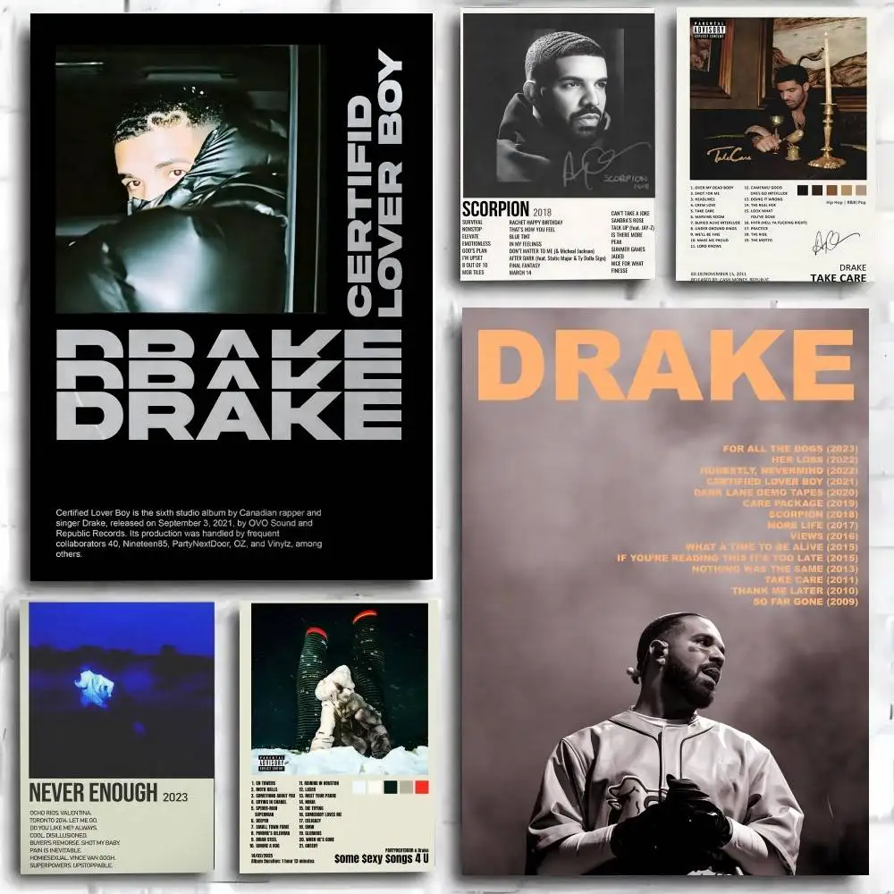 Póster Pop Rap D-Drake, arte autoadhesivo, pegatina de papel impermeable, decoración de pared de habitación, cafetería, Bar