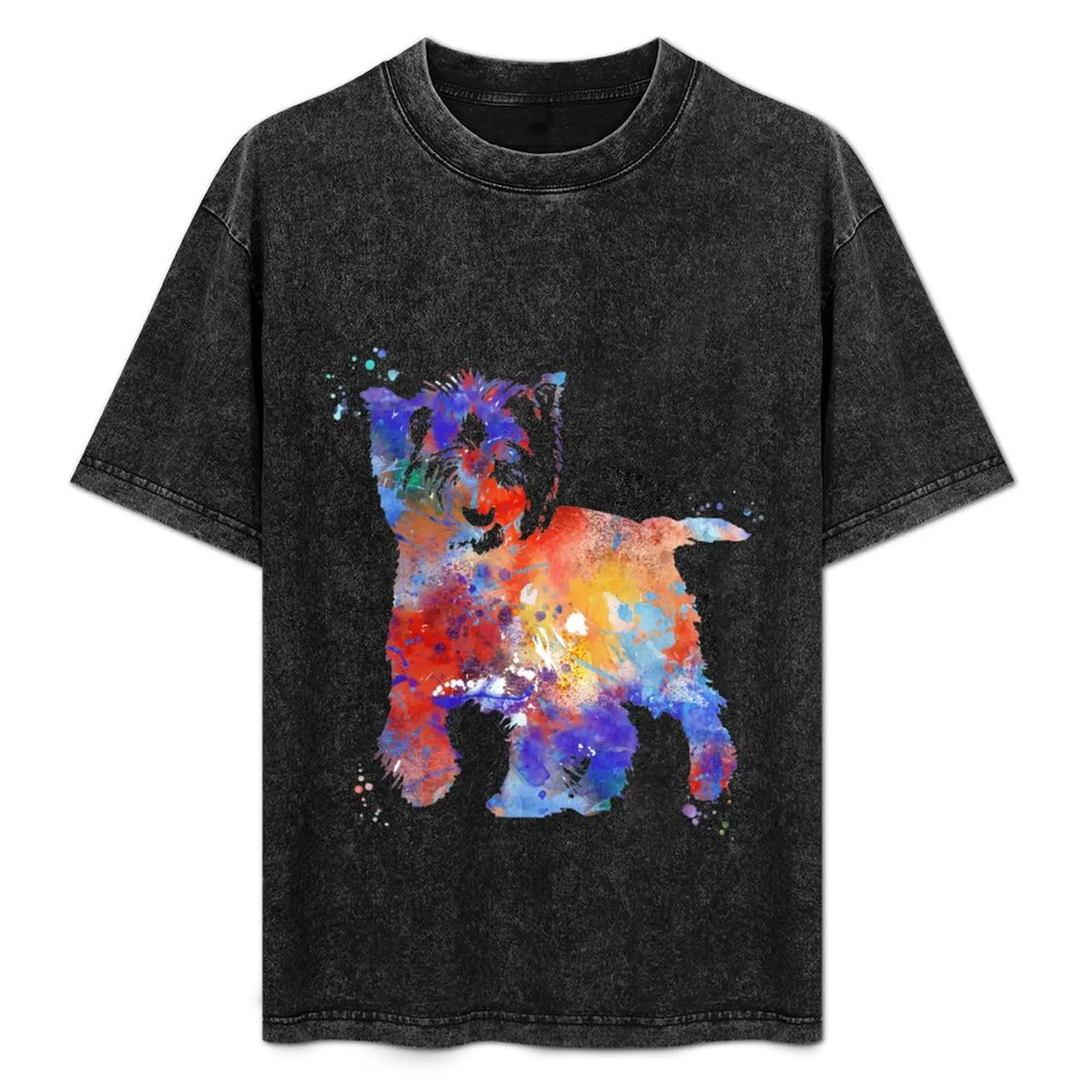 

Футболка с изображением кэрн-терьера, акварельный рисунок, всепогодная, повседневная, с короткими рукавами