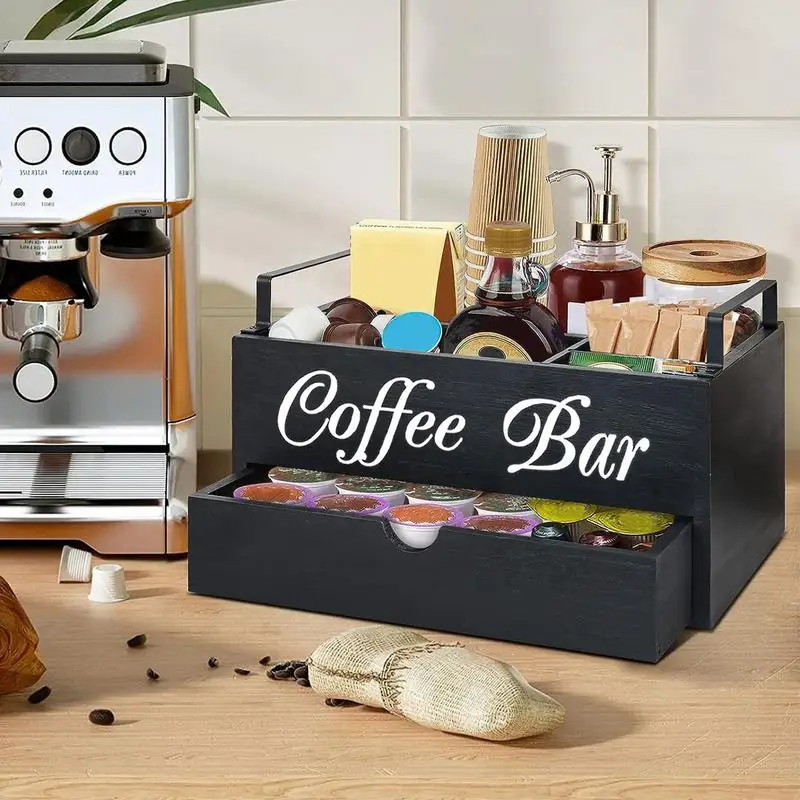 

Coffee Bar Accessories Organizer Coffee Basket Holder Wood Coffee Pods Holder Storage Basket For Offices Coffee Bar