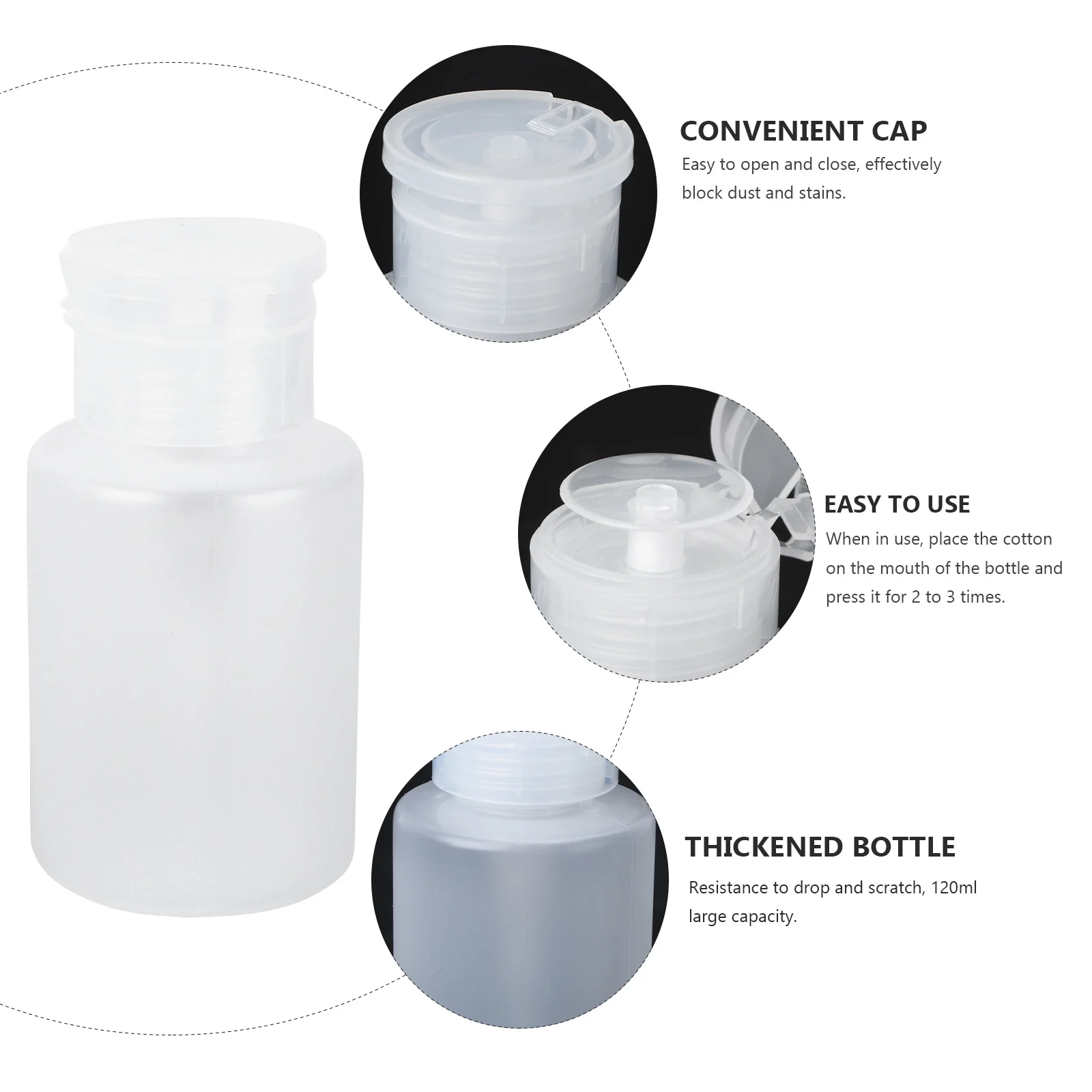 Contenitore di stoccaggio riutilizzabile trasparente per bottiglia con pompa pressata da 2 pezzi per organizzatore di liquidi in polvere acrilica per nail art leggero