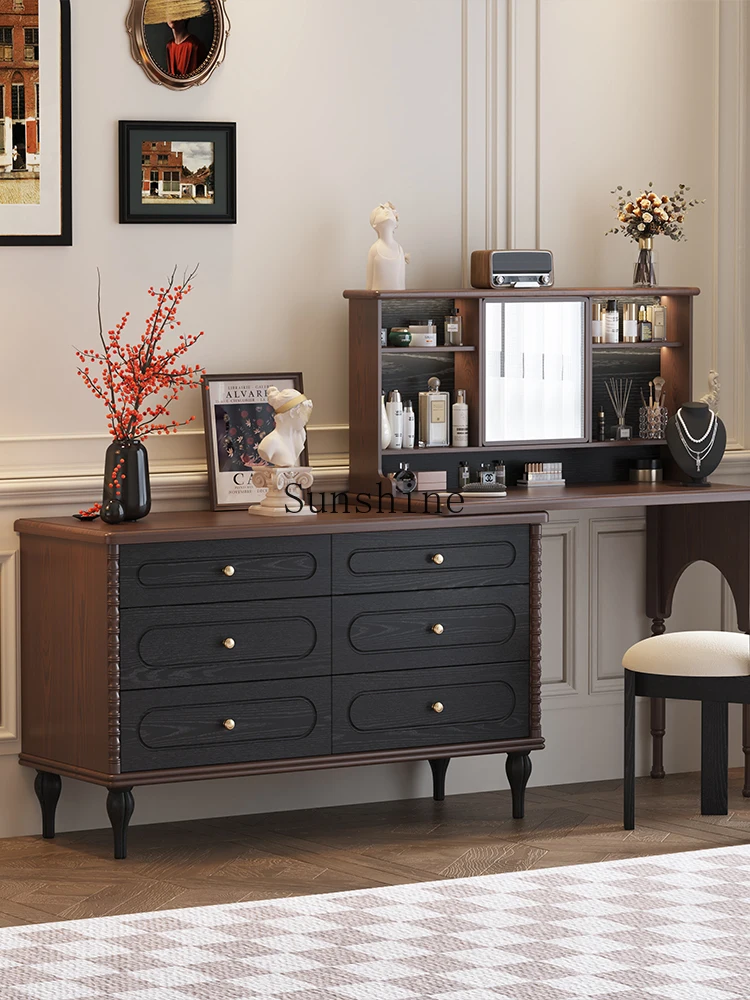 Solid wood six-chest cabinet dresser integrated storage locker