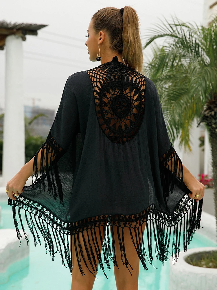 Bikini Cover Up Lace Hollow Badpak Strand Jurk Vrouwen 2021 Zomer Dames Cover-Ups Badpak Beach Wear Tuniek