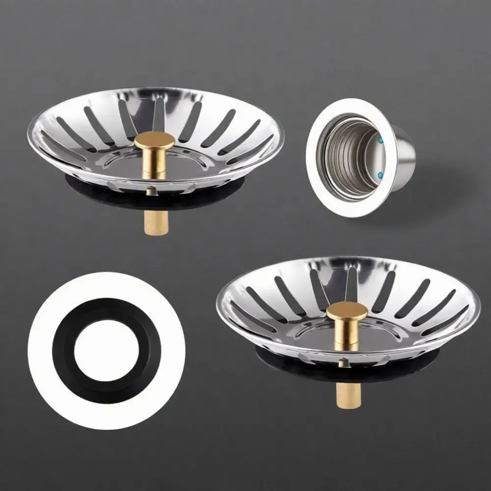 Stainless Steel Kitchen Sink Strainer Waste Plug Basin Drain Filter Sewer Catcher Clog Proof Accessory Sealing Cover