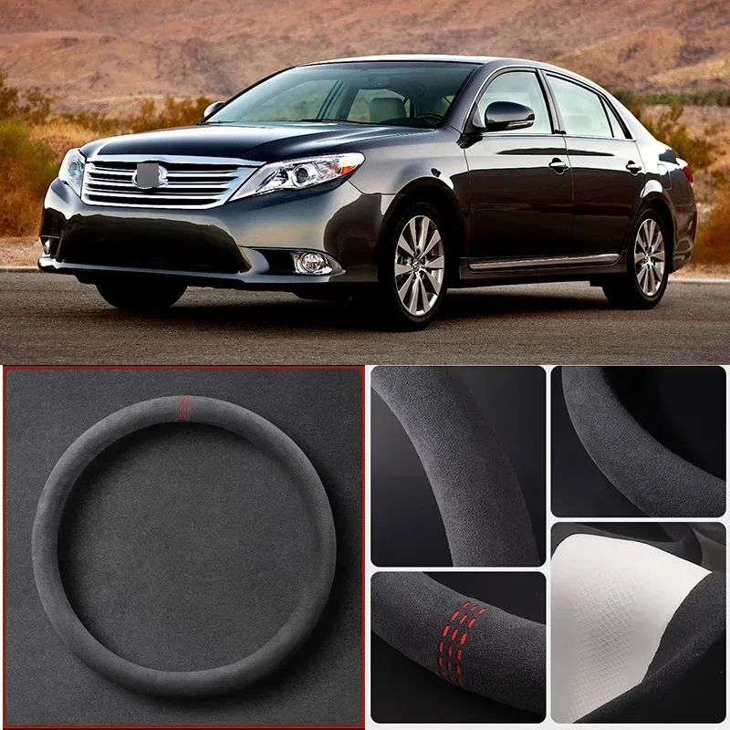 

Alcantara Anti-Slip Black Suede Leather Car Universal Steering Wheel Cover For Toyota Avalon Car Accessories