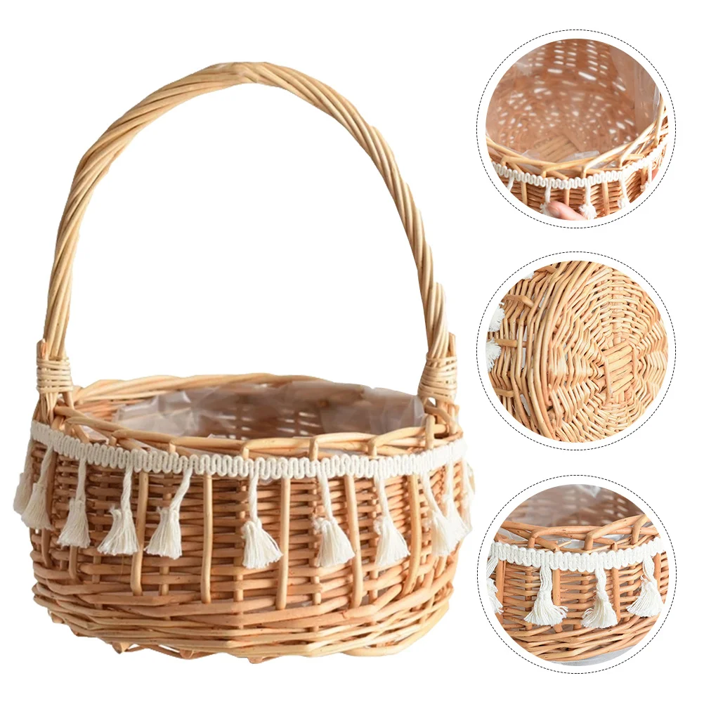 

Rattan Woven Small Storage Basket For Wedding Party Flower Basket Woven Baskets With Handles Easter Baskets With Handles