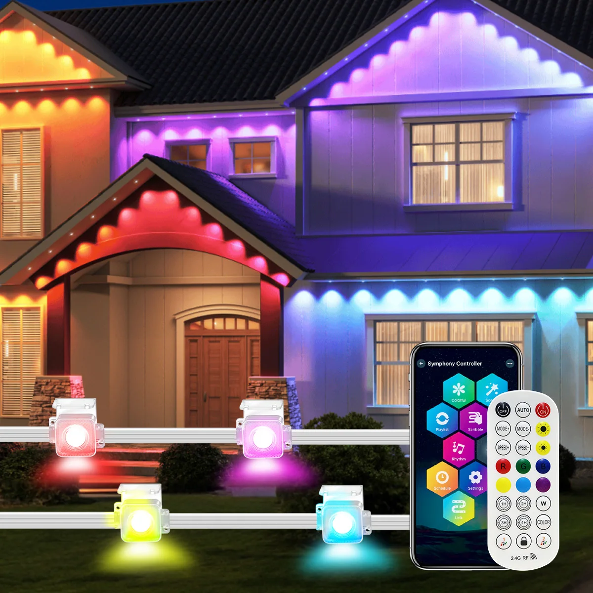 Kerstdecoratie Lichtsnoer RGB Hoekverlichting Outdoor LED Dakrandverlichting DIY Scène Sfeerverlichting Vakantiedecoratie