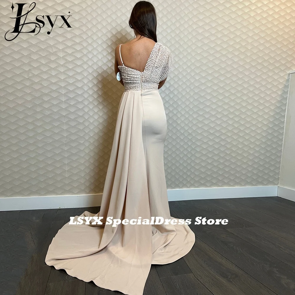 LSYX One Shoulder Sweetheart Side Slit Elegant Evening Dresses Sexy Backless Mermaid Formal Party Gowns Robe Femme Soirée