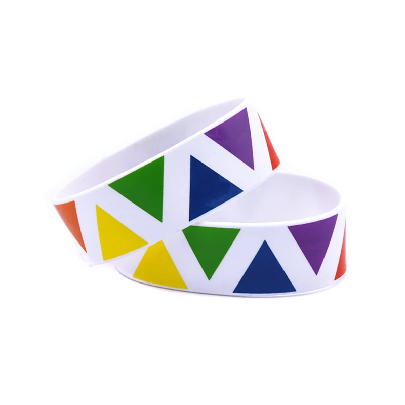 

25 шт. один дюйм широкий силиконовый браслет Pride 6 цветов треугольный логотип аксессуар подарок на вечеринку браслет белый