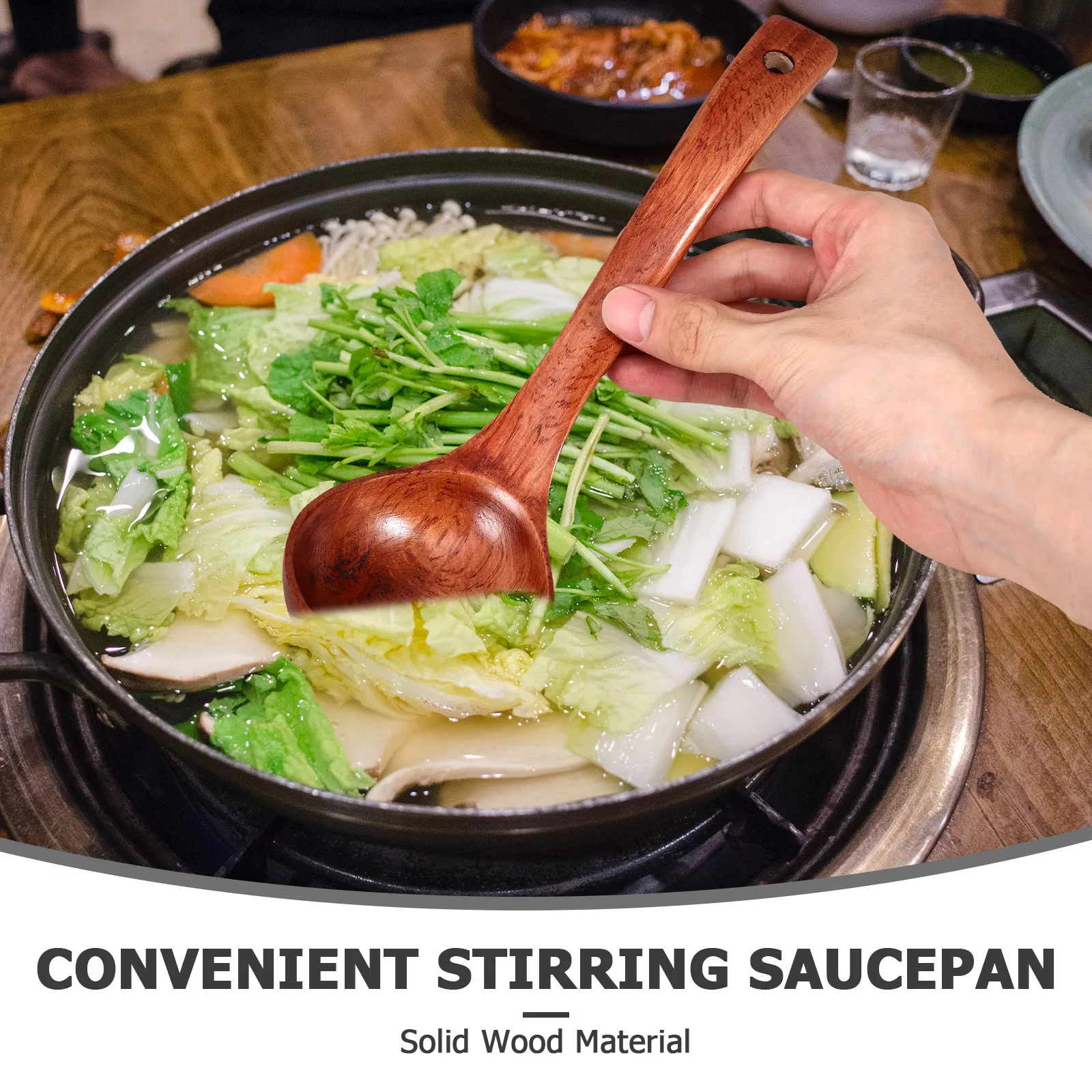 

Wooden Spoon Soup Ladle Long Handle Ergonomic Stirring Deep Pots Versatile Kitchen Tool Wooden Utensils