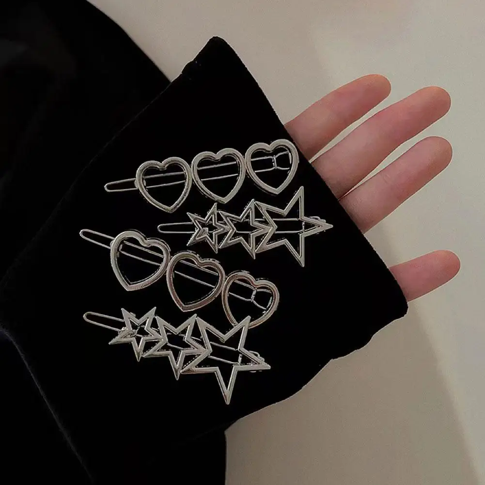 Love Heart Metal Hair Clip Hairpin Hollow Star Geometric Hair Clip For Women Hairpin Sweet Girl Headwear Y2k Hair Accessories