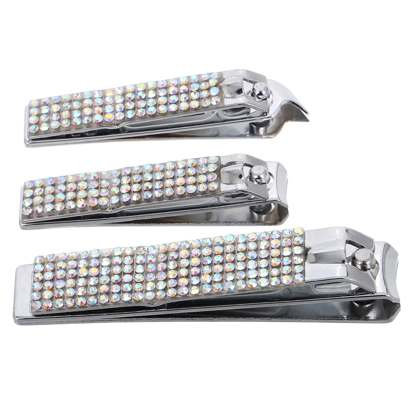 

Stainless Steel Rhinestone Nail Clippers Set Anti Splash Travel Manicure Kit Diamond Pedicure Tools For Women Men Kids