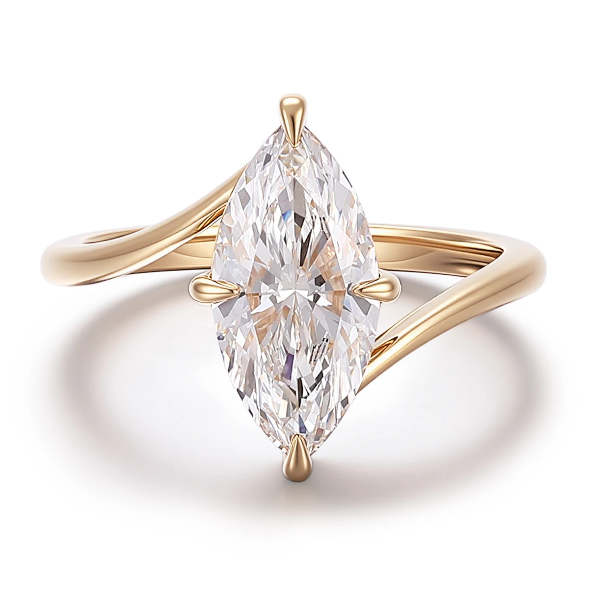Provence 10k14k18K Yellow Gold Lab Diamond Ring With Marquise cut For Women Party Wedding Anniversary Fashion Jewelry Gift