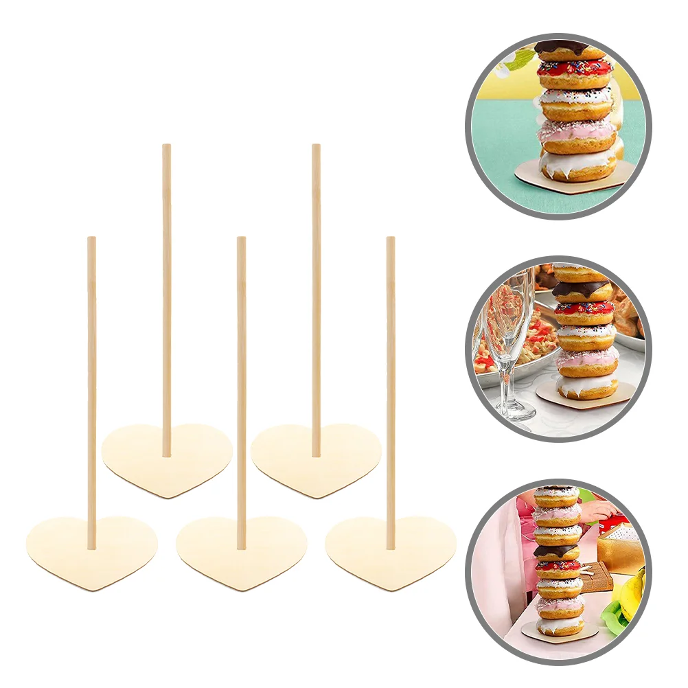 

5 Pcs Doughnuts Display Rack Shelves Wooden Donut Holder Wedding Supplies Detachable Stand Baby