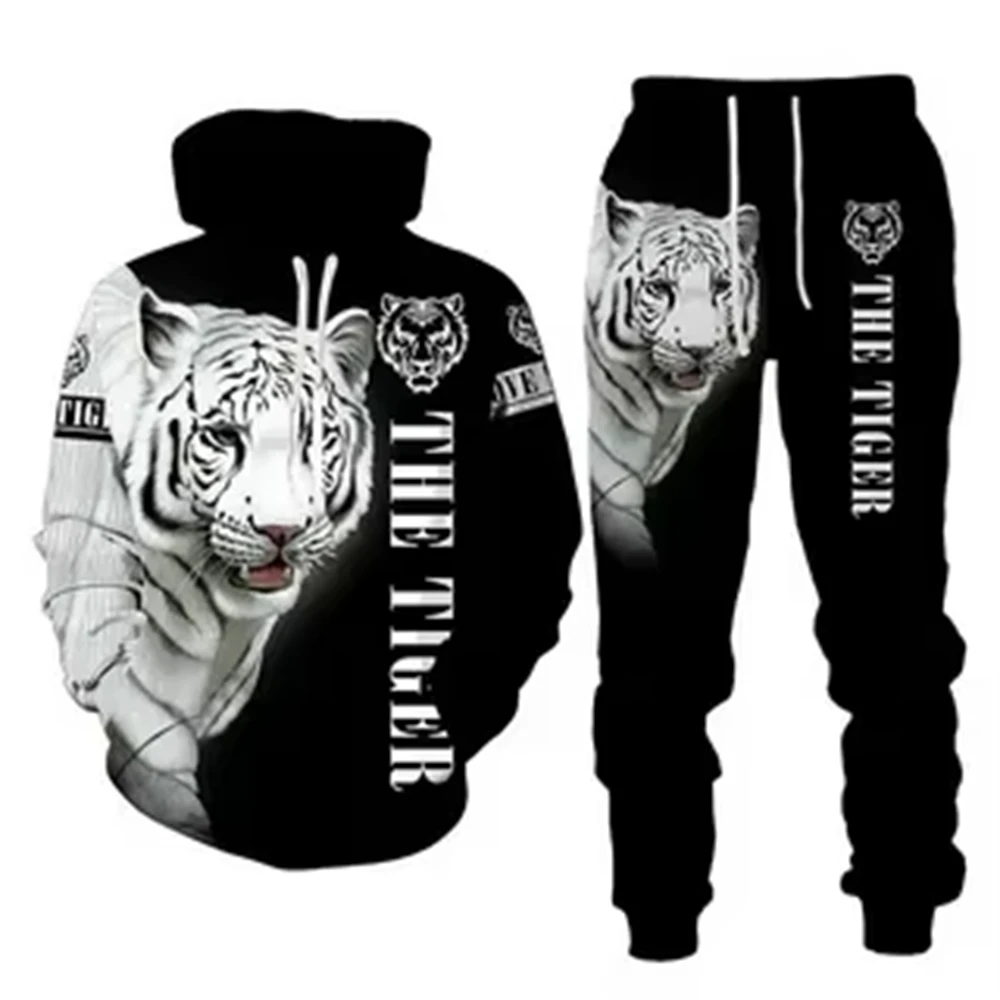 3D Animal Wolf Print Hoodies sets Sweatshirts Pants Sets Casual Men's Clothing Oversize Hoodie Spring And Autumn Men Tracksuit