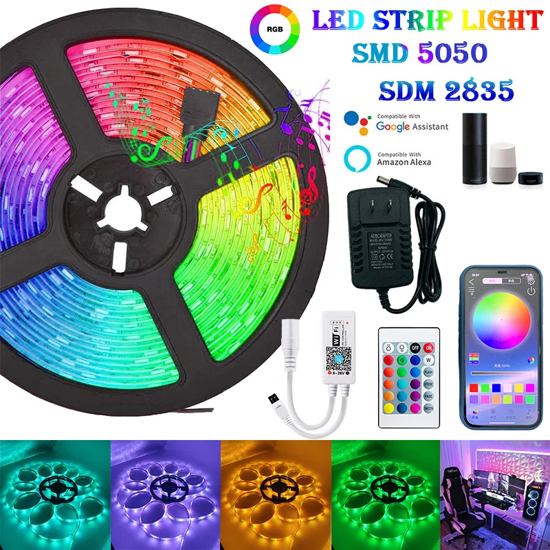 Led Strip Lights RGB 5050 Flexible Lamp Led Luces Waterproof Led Light Ribbon DC12V  5m 10m 15m 20m Bluetooth Wifi Tape Diode