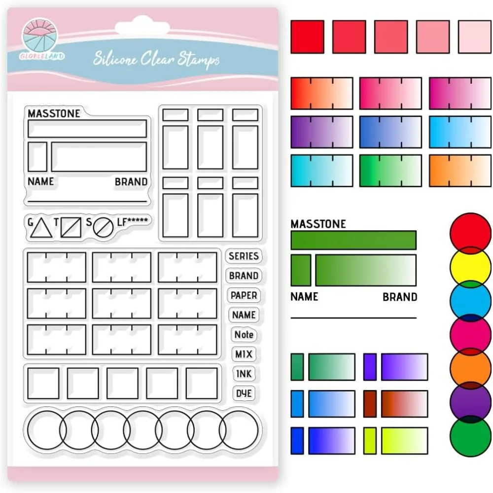 Farbpalette, transparente Stempel für die Kartenherstellung, Farbtafeln, transparente Silikonstempelbögen, Filmrahmen, transparente Stempel, Siegel für Heimwerker