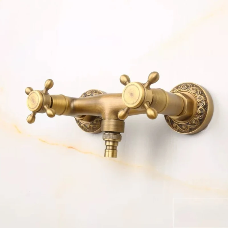 brass-faucets-cold-and-hot-washing-faucet-retro-mixing-valve-double-control-toilet-balcony-wall-mounted-bathtub-faucet