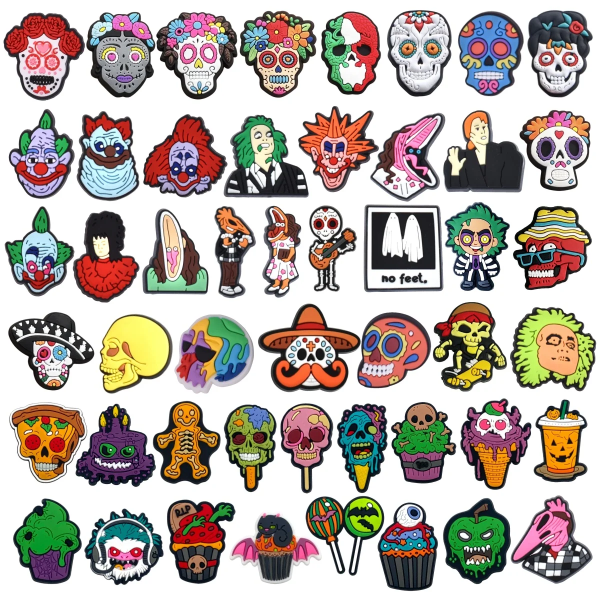 

49 шт., подвески для обуви ужасов, подвески для обуви с черепом, сабо, сандалии, аксессуары для летучих мышей из ужасов на Хэллоуин, подвески для мужчин и взрослых